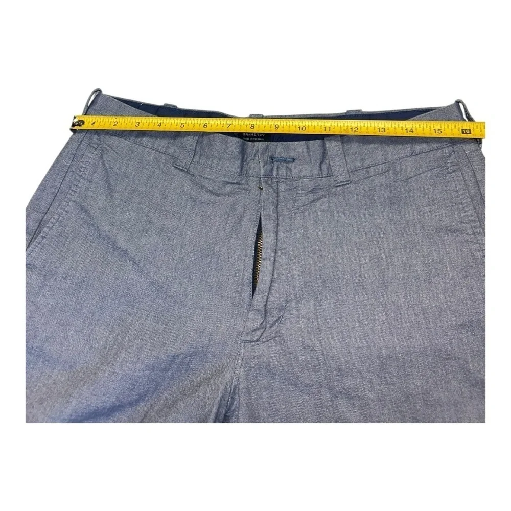 J.Crew Men's Gramercy Shorts Flat Front Blue Chambray Cotton Size 32W